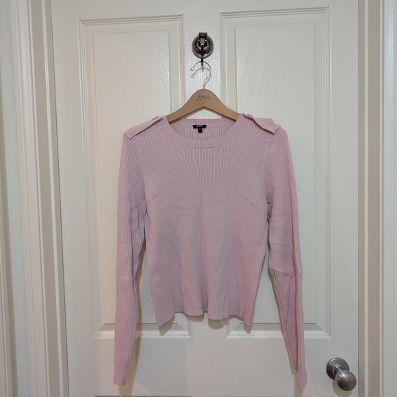 Express Pink Long Sleeve Ribbed Top - Picture 1 of 5